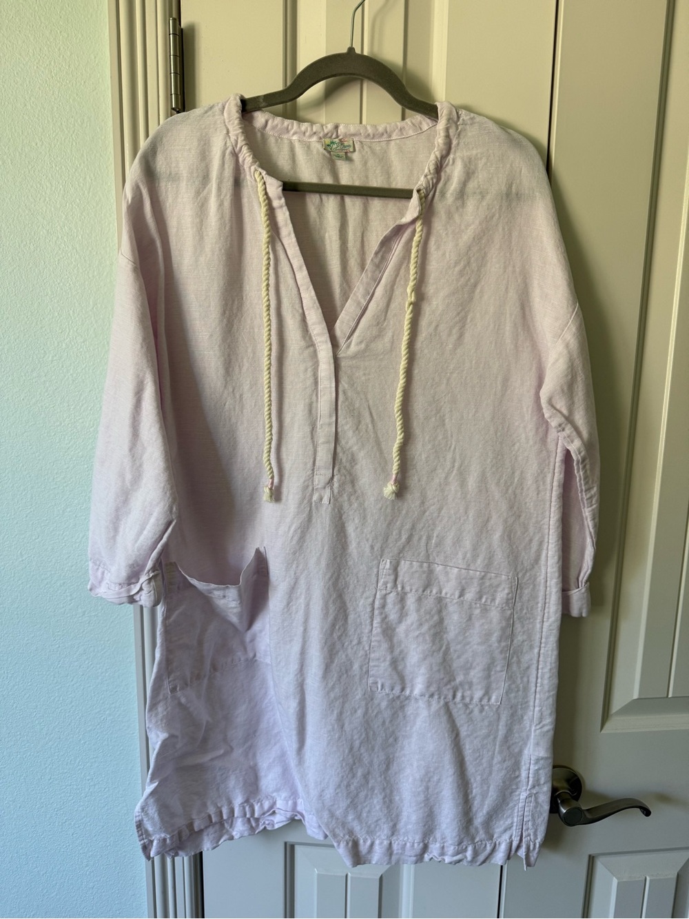 J. Crew Pale Pink Cotton Swim Coverup Tunic with Rope Ties